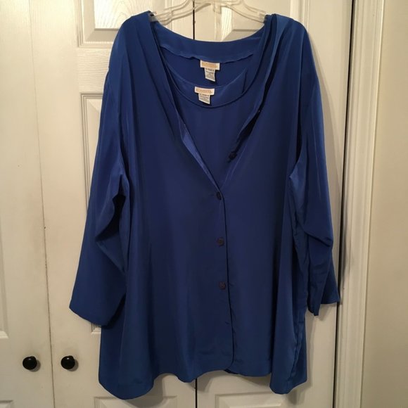 Roamans Sheer Blouse And Tank - Picture 1 of 8